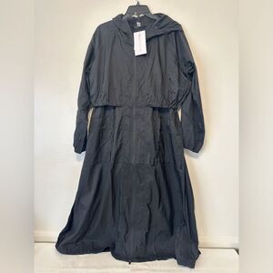 Athleta Women's S Long Jacket Coat Black Wind Breaker Lightweight Hooded, NWT